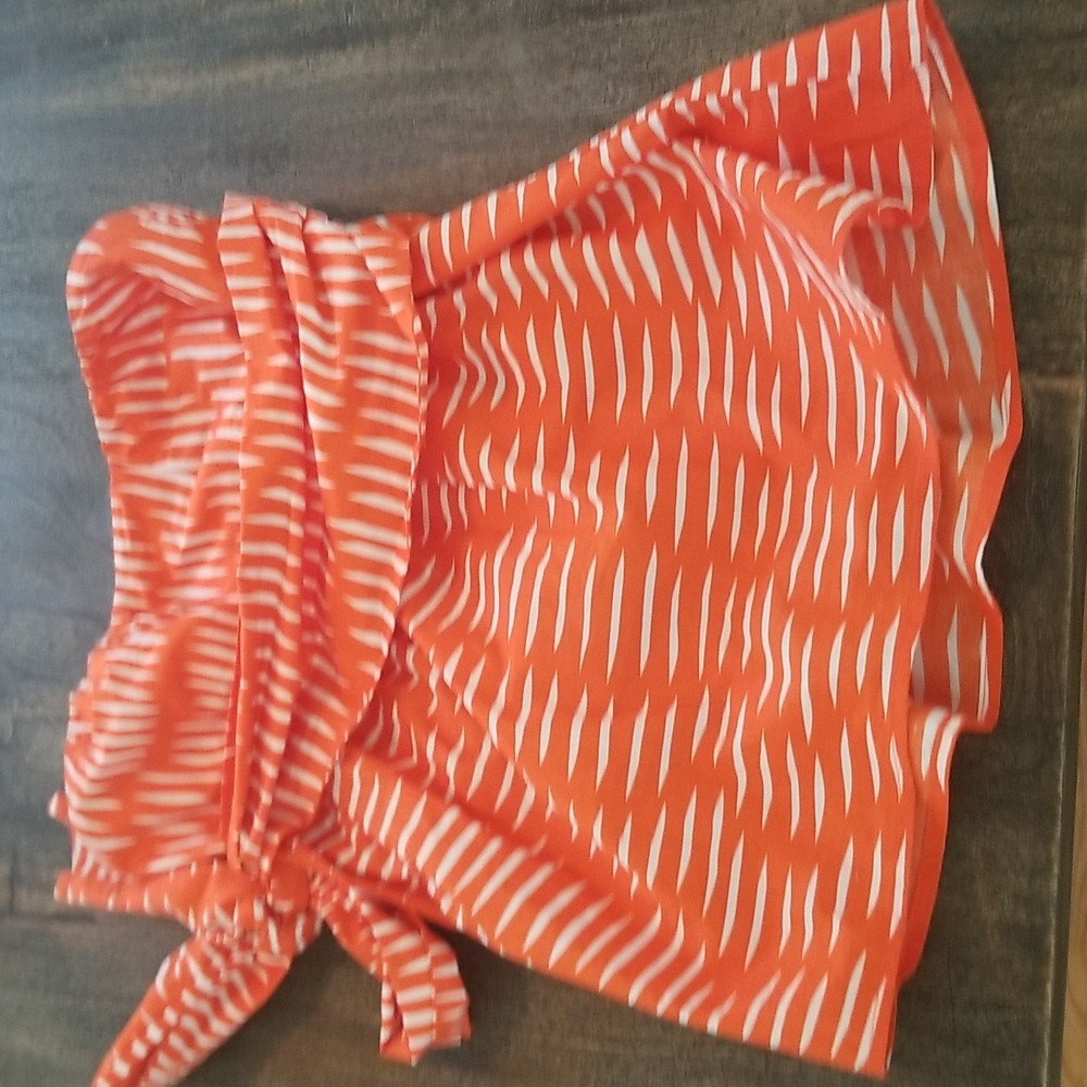 Anthropologie We Love Vera Orange Strapless Top Shirt sz 2
